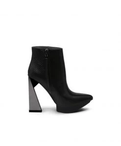 Jady Rose JadyRose | Black Silver Triangled Leather High Heel Ankle Platform Boots New In Shoes