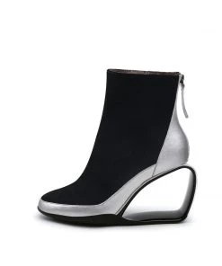Jady Rose JadyRose | Genuine Leather JR Signature Triangle Wedge-Heel Ankle Boots