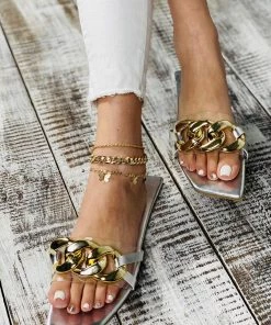 HT En Bloom | UNIKA GOLDEN CHAIN SILVER SANDAL
