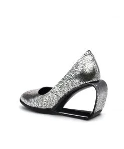 Jady Rose JadyRose | Open Triangle-Heel Leather Pump - Silver