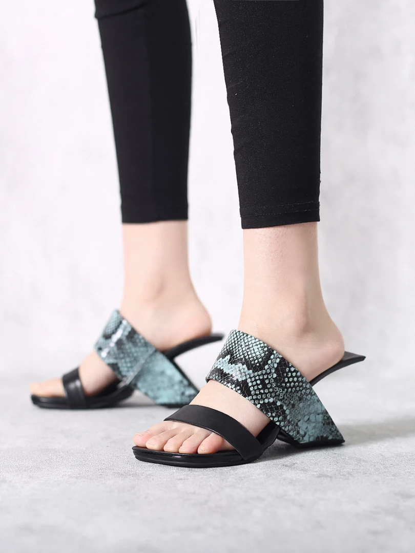Jady Rose JadyRose | Open-Heel Leather Slide- Steal Blue 1 Jady Rose JadyRose | Open-Heel Leather Slide- Steal Blue