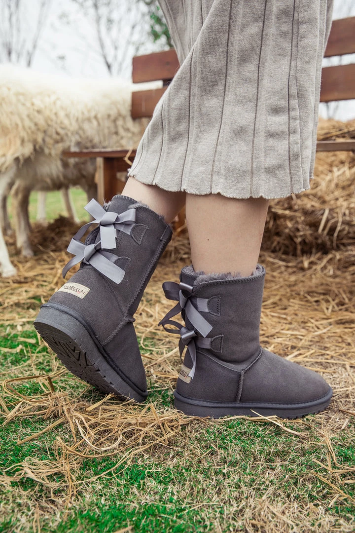 XH SMAIBULUN UGG™ | Double-Bow Back Ribbon Suede Boots - Steel Grey NEW ARRIVALS 10 XH SMAIBULUN UGG™ | Double-Bow Back Ribbon Suede Boots - Steel Grey NEW ARRIVALS