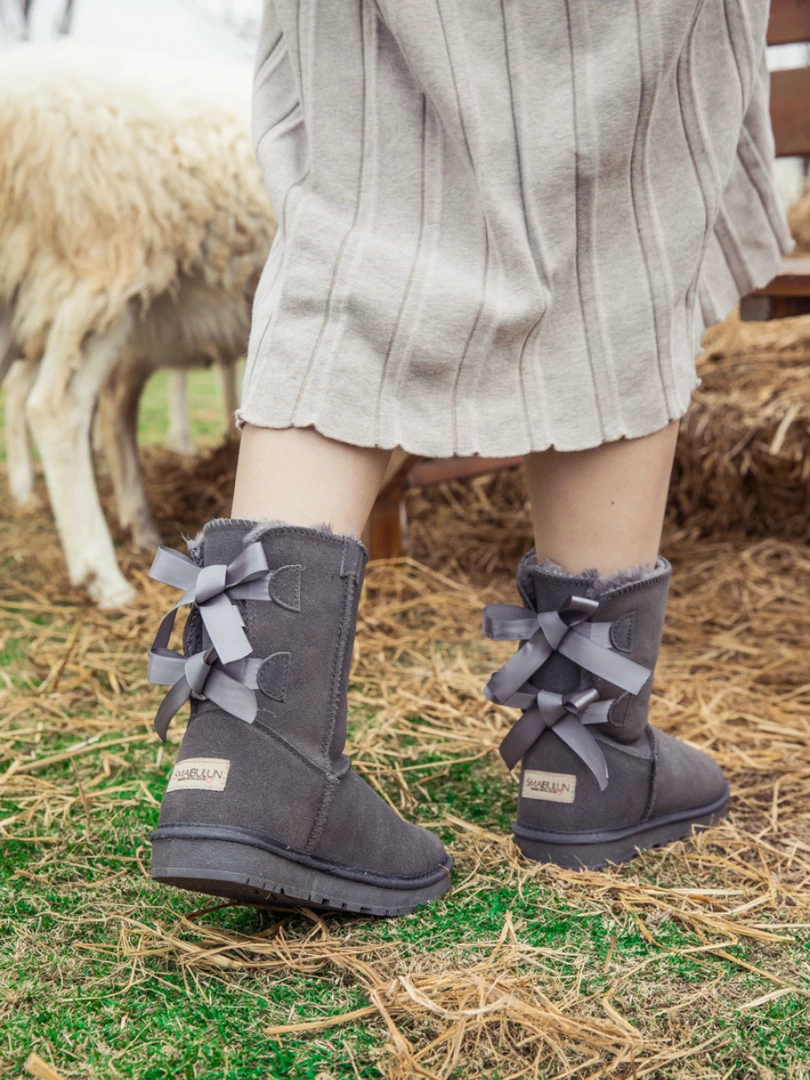 XH SMAIBULUN UGG™ | Double-Bow Back Ribbon Suede Boots - Steel Grey NEW ARRIVALS 7 XH SMAIBULUN UGG™ | Double-Bow Back Ribbon Suede Boots - Steel Grey NEW ARRIVALS