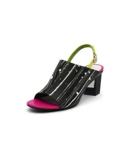 Jady Rose JadyRose | Chunky-Heel Leather Sandal - Black Pink NEW ARRIVALS