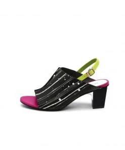 Jady Rose JadyRose | Chunky-Heel Leather Sandal - Black Pink NEW ARRIVALS
