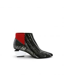 Jady Rose JadyRose | Structural-Heel Leather Bootie - Black Stripe Shoes