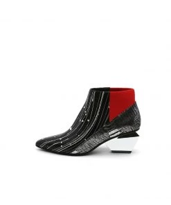 Jady Rose JadyRose | Structural-Heel Leather Bootie - Black Stripe Shoes