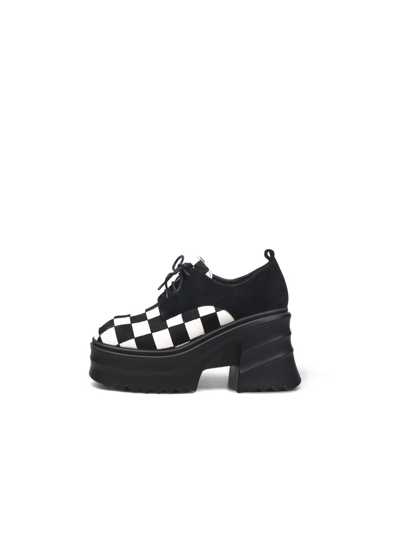 Jady Rose NEW ARRIVALS JadyRose | Chess Pattern Upper Suede Chunky Heel Oxford 2 Jady Rose NEW ARRIVALS JadyRose | Chess Pattern Upper Suede Chunky Heel Oxford