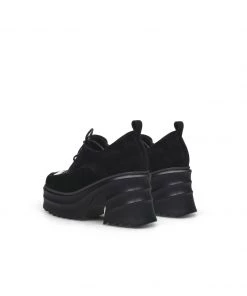 Jady Rose JadyRose | Black Suede Leather Chunky Heel Oxford New In Shoes