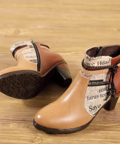 HT En Bloom | Tan Gold Ring Toe Block Heel Slingback