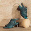 RXD SOFFIA | Teal Perforated Leather Slingback