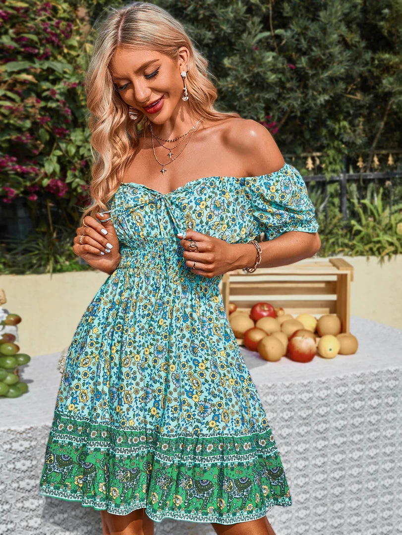 DY NALAH BOHO DRESS - TEAL PRINT 2 DY NALAH BOHO DRESS - TEAL PRINT