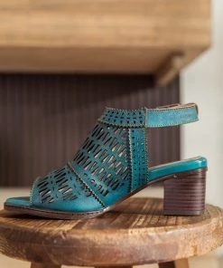 RXD SOFFIA | Teal Perforated Leather Slingback