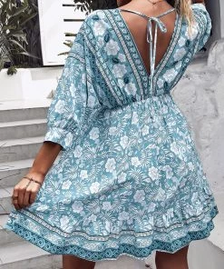 DY TAMANNA DRESS - TEAL PRINT New In Clothing 8 DY TAMANNA DRESS - TEAL PRINT New In Clothing