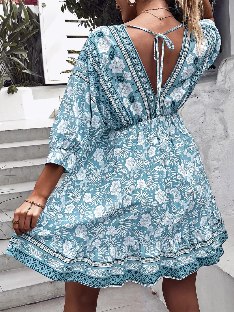 DY TAMANNA DRESS - TEAL PRINT New In Clothing 3 DY TAMANNA DRESS - TEAL PRINT New In Clothing