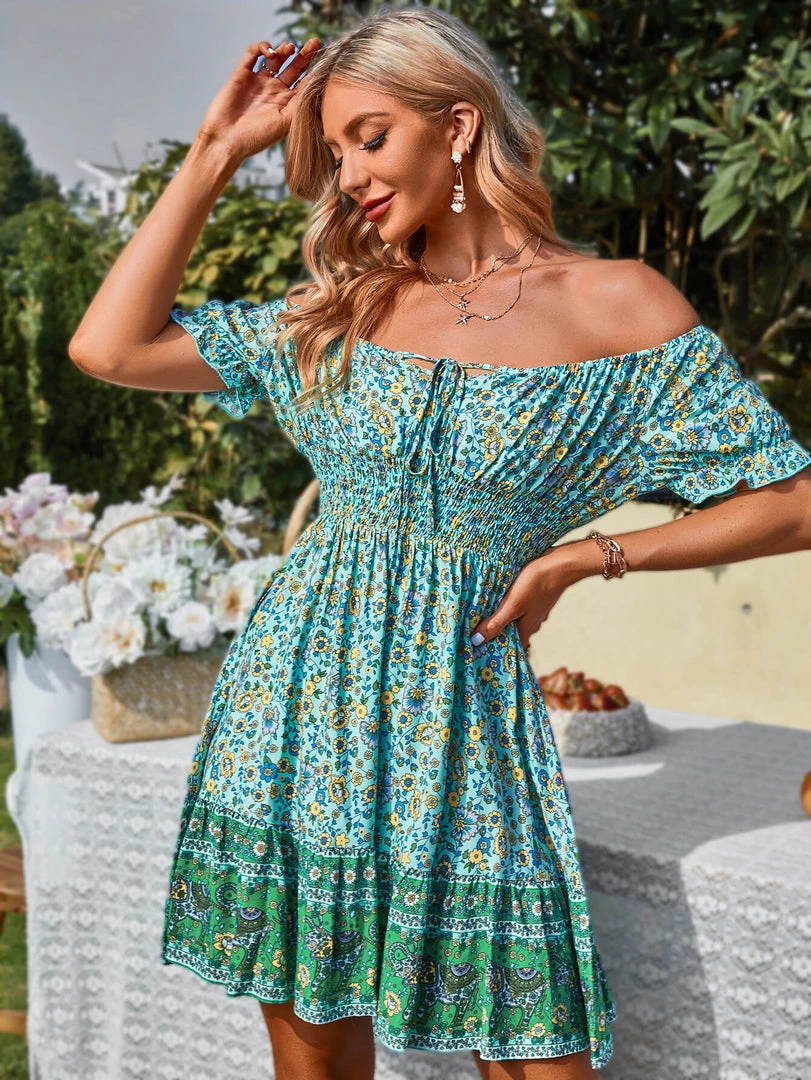 DY NALAH BOHO DRESS - TEAL PRINT 4 DY NALAH BOHO DRESS - TEAL PRINT