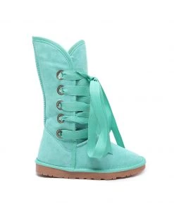 XH New In Shoes SMAIBULUN UGG™ | Ribbon Lace-Up Faux Fur-Lined Suede Mid-Length Boots