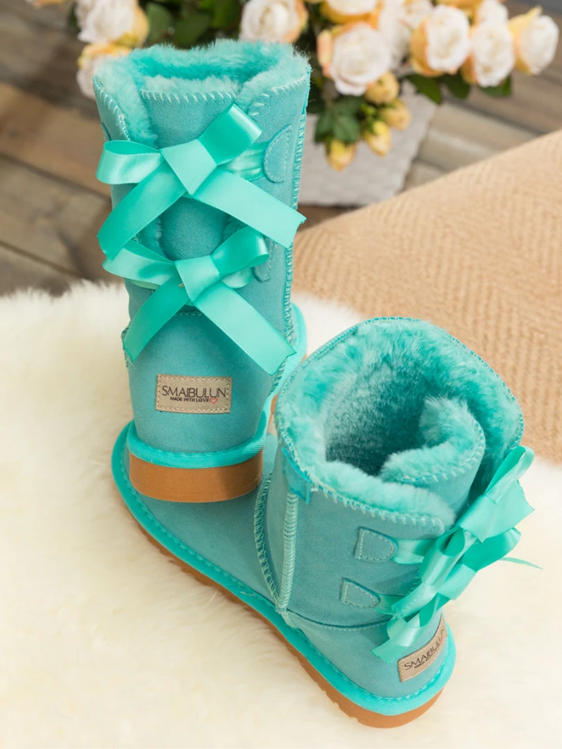 XH SMAIBULUN UGG™ | Back Ribbon Double-Bow Suede Boots 1 XH SMAIBULUN UGG™ | Back Ribbon Double-Bow Suede Boots