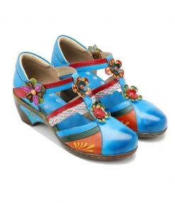 SOFFIA | Genuine Leather Applique Floral Craft Cut-Out Leather Sandals