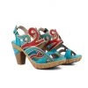 RXD Genuine Leather Turquoise Swirl Cut Out Heel Sandals - SOFFIA S/S 2022
