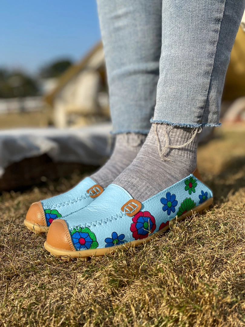 ATC Floral Print-Accent Leather Loafers - MAMA LOVE 17 ATC Floral Print-Accent Leather Loafers - MAMA LOVE