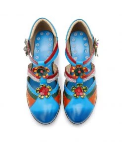 SOFFIA | Genuine Leather Applique Floral Craft Cut-Out Leather Sandals