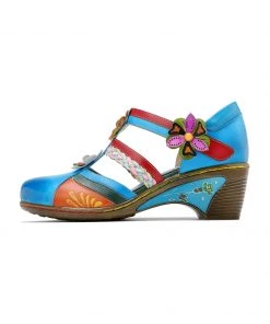 SOFFIA | Genuine Leather Applique Floral Craft Cut-Out Leather Sandals