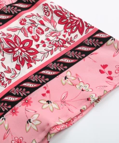 BFZY Smaibulun | Pink Floral Print V-Neck Midi Dress New In Clothing