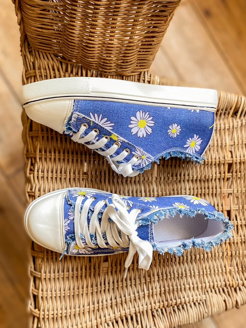 HYHE EN BLOOM | Chrysanthemum Ripped Trim Sneaker - Denim Blue New In Shoes 1 HYHE EN BLOOM | Chrysanthemum Ripped Trim Sneaker - Denim Blue New In Shoes