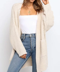 MY Smaibulun | Knit Pocket Open-Front Longline Cardigan - Cream New In Clothing