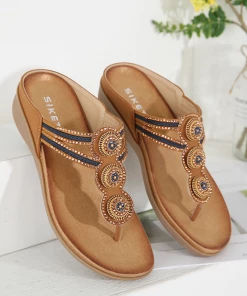 Rhinestone Bead-Accent Sandals - SIKETU