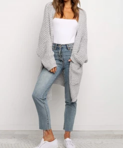 MY New In Clothing Smaibulun | Knit Pocket Open-Front Longline Cardigan - Grey 7 MY New In Clothing Smaibulun | Knit Pocket Open-Front Longline Cardigan - Grey