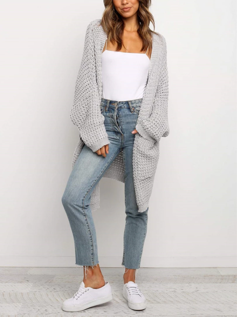 MY New In Clothing Smaibulun | Knit Pocket Open-Front Longline Cardigan - Grey 3 MY New In Clothing Smaibulun | Knit Pocket Open-Front Longline Cardigan - Grey