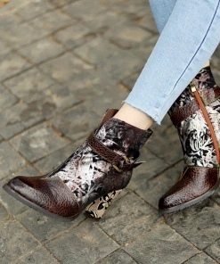 New In Shoes SOFFIA | Genuine Leather Chunky Golden Heel With Embroidered Silver Floral Heel Ankle Boots 11 New In Shoes SOFFIA | Genuine Leather Chunky Golden Heel With Embroidered Silver Floral Heel Ankle Boots