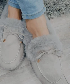 YL En Bloom | Grey Faux-Fur Anklet Yana Moccasin New In Shoes