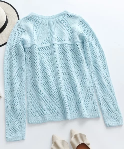 MY New In Clothing Smaibulun | Hollow Out Crochet Knit Top - Blue