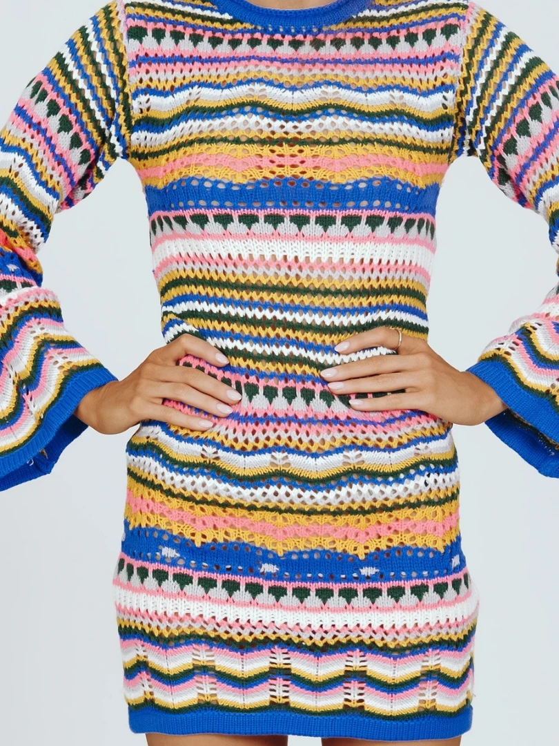 MY Smaibulun Doll | Zig Zag Crochet Knit Dress - Blue 2 MY Smaibulun Doll | Zig Zag Crochet Knit Dress - Blue