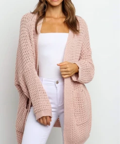 MY New In Clothing Smaibulun | Knit Pocket Open-Front Longline Cardigan - Pink 8 MY New In Clothing Smaibulun | Knit Pocket Open-Front Longline Cardigan - Pink
