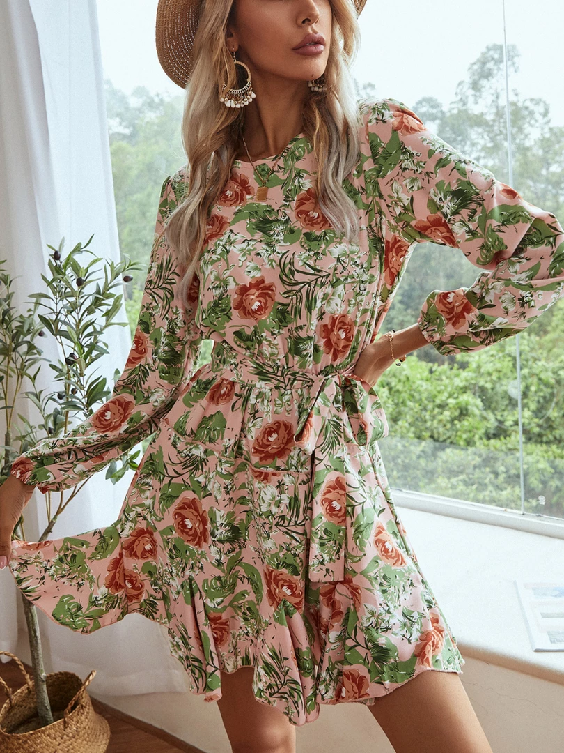 BFZY New In Clothing Smaibulun | Pink Floral Long Sleeve Shift Dress 2 BFZY New In Clothing Smaibulun | Pink Floral Long Sleeve Shift Dress