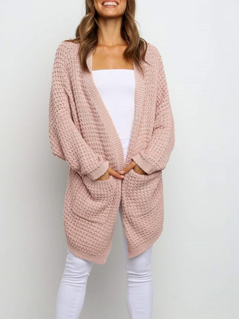 MY New In Clothing Smaibulun | Knit Pocket Open-Front Longline Cardigan - Pink 1 MY New In Clothing Smaibulun | Knit Pocket Open-Front Longline Cardigan - Pink