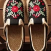 TC New In Shoes Blossom Embroidered Linen Round Toe Espadrilles Sneakers - Cactus Rose