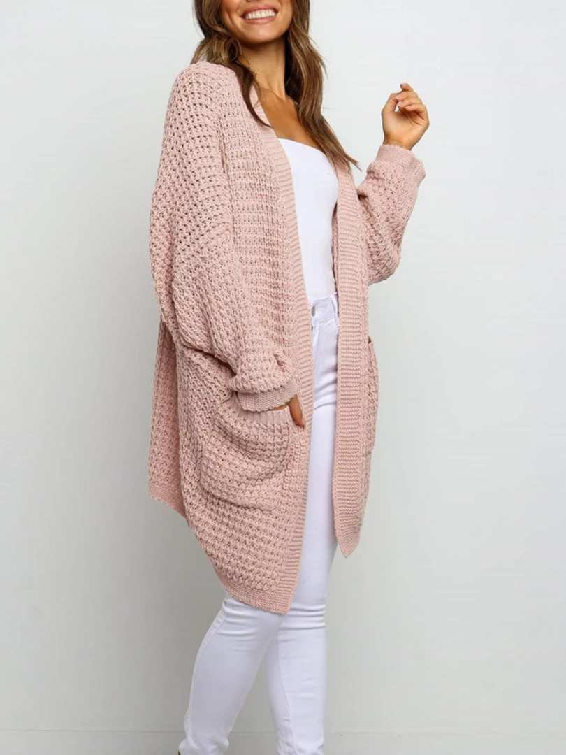 MY New In Clothing Smaibulun | Knit Pocket Open-Front Longline Cardigan - Pink 3 MY New In Clothing Smaibulun | Knit Pocket Open-Front Longline Cardigan - Pink