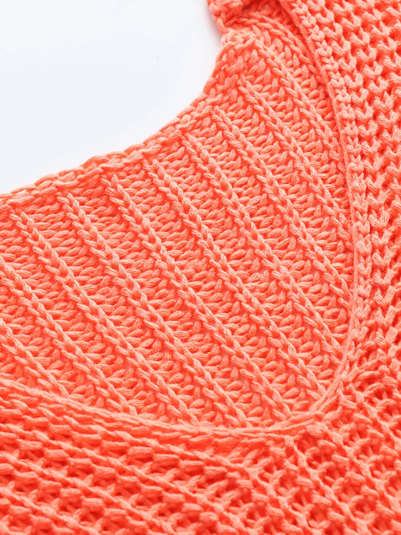 MY New In Clothing Smaibulun | Batwing Sleeve Low V-Neck Sweater - Orange 4 MY New In Clothing Smaibulun | Batwing Sleeve Low V-Neck Sweater - Orange