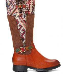 Soffia | Genuine Leather Geometry Printed Tie-Accent Boho Knee High Boots NEW ARRIVALS 9 Soffia | Genuine Leather Geometry Printed Tie-Accent Boho Knee High Boots NEW ARRIVALS