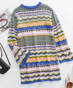 MY Smaibulun Doll | Zig Zag Crochet Knit Dress - Blue 8 MY Smaibulun Doll | Zig Zag Crochet Knit Dress - Blue