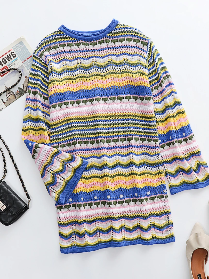 MY Smaibulun Doll | Zig Zag Crochet Knit Dress - Blue 4 MY Smaibulun Doll | Zig Zag Crochet Knit Dress - Blue