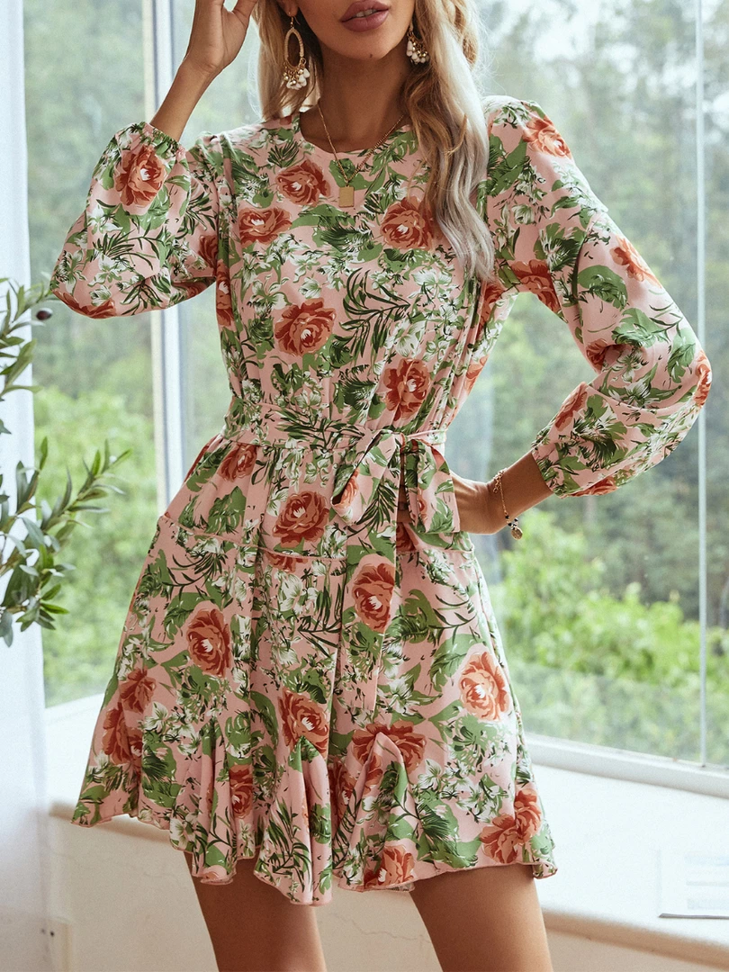 BFZY New In Clothing Smaibulun | Pink Floral Long Sleeve Shift Dress 5 BFZY New In Clothing Smaibulun | Pink Floral Long Sleeve Shift Dress