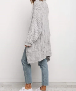 MY New In Clothing Smaibulun | Knit Pocket Open-Front Longline Cardigan - Grey 9 MY New In Clothing Smaibulun | Knit Pocket Open-Front Longline Cardigan - Grey