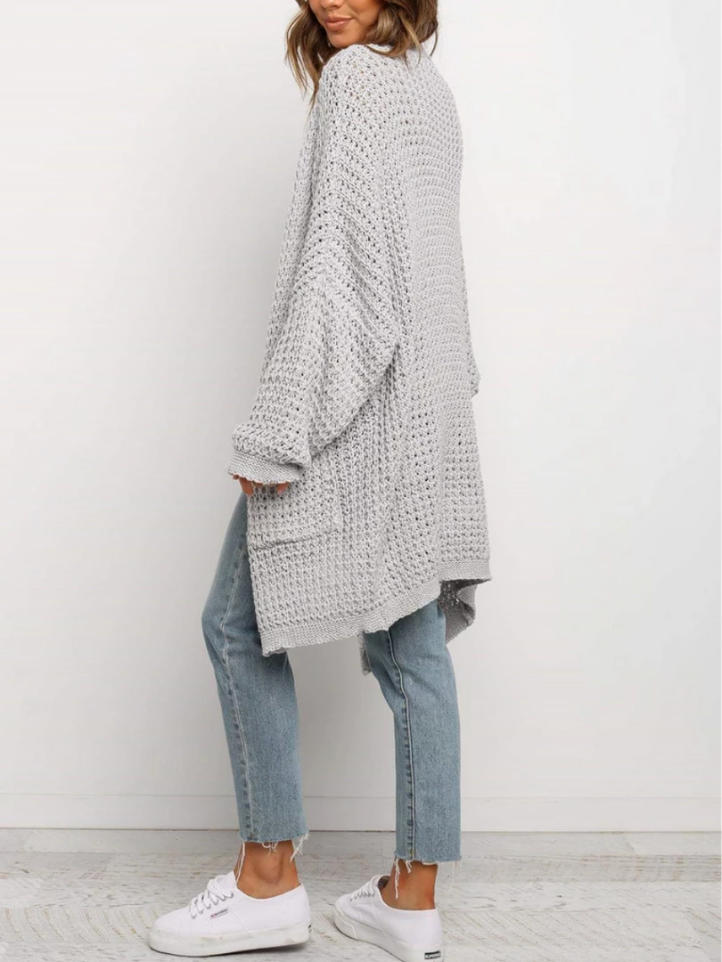 MY New In Clothing Smaibulun | Knit Pocket Open-Front Longline Cardigan - Grey 5 MY New In Clothing Smaibulun | Knit Pocket Open-Front Longline Cardigan - Grey