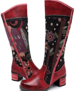 Soffia | Genuine Leather Bohemian Red Blossom Tie-Accent Leather Vintage High Knee Boots New In Shoes 11 Soffia | Genuine Leather Bohemian Red Blossom Tie-Accent Leather Vintage High Knee Boots New In Shoes